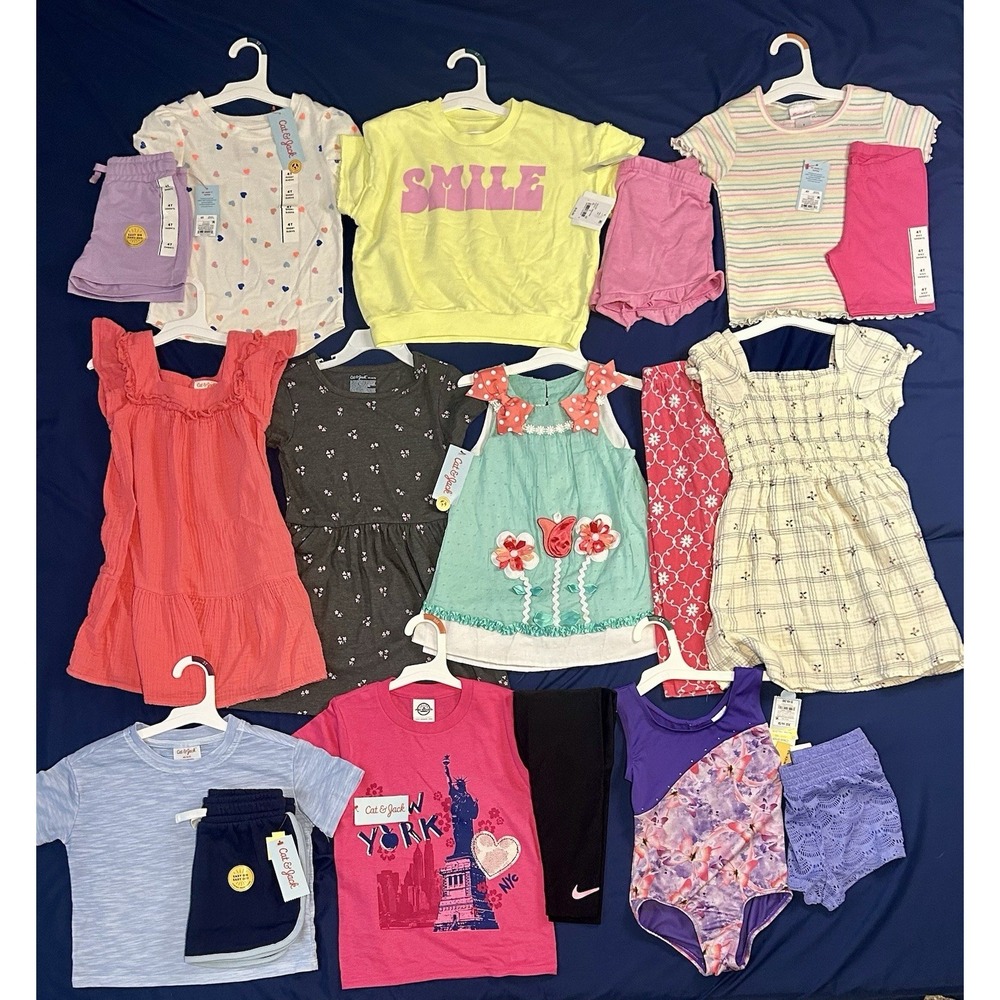 Huge Lot Girls Size 4 5 Clothes NEW  &EUC Dress Summer 4T 5T Shorts Nike Outfits